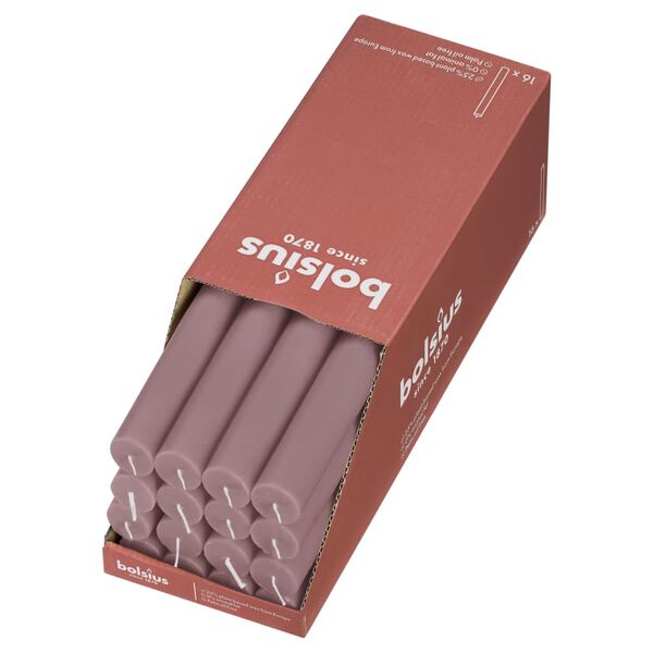 Bolsius Lum&acirc;nări de masă Shine, 16 buc., roz cenuşiu, 27 cm