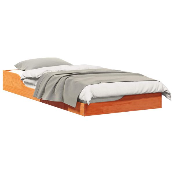 vidaXL Cadru de pat de podea Maro ceruit 90 x 200 cm Lemn masiv de pin