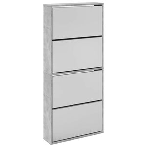 vidaXL Pantofar cu oglindă, 4 niveluri, gri beton, 63x17x134 cm