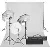 vidaXL Kit studio foto cu set de lumină și fundal