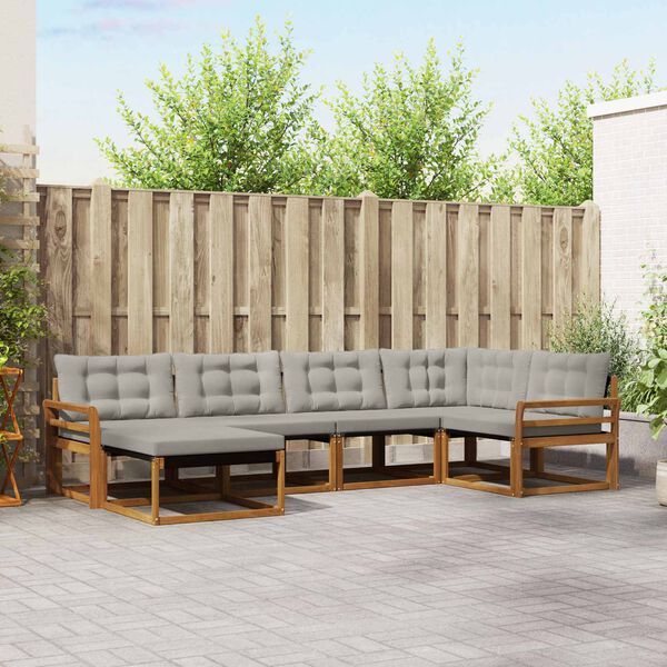 vidaXL Set de canapele de exterior 6 pcs Gri natural și deschis