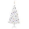 vidaXL Brad Crăciun pre-iluminat artificial, set globuri, alb, 240 cm