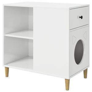 vidaXL Casa pentru pisici Alb Lucios 72 x 42,5 x 70 cm Lemn prelucrat