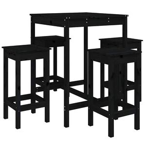 vidaXL Set mobilier bar de grădină, 5 piese, negru, lemn masiv de pin