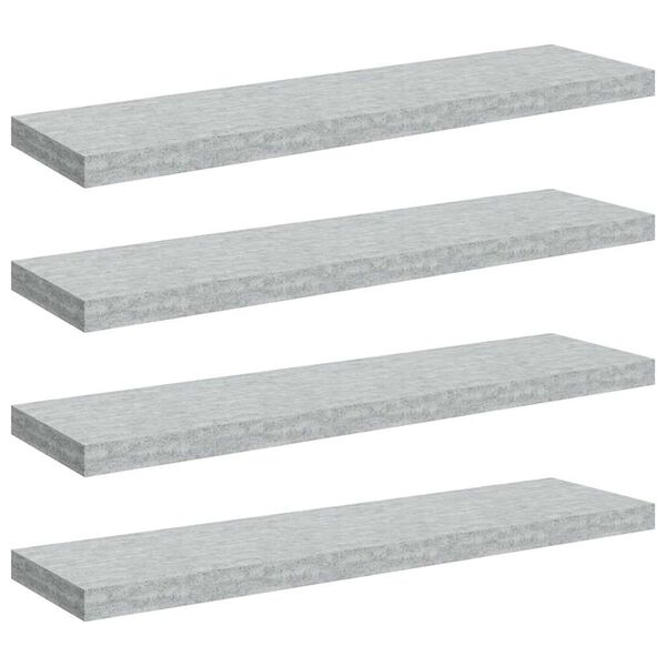 vidaXL Rafturi perete suspendate 4 buc. gri beton 90x23,5x3,8 cm MDF