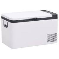 vidaXL Ladă frigorifică cu mâner, alb-negru, 18 L PP și PE