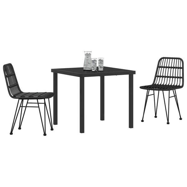 vidaXL Set de masă pentru grădină 3 pcs Negru