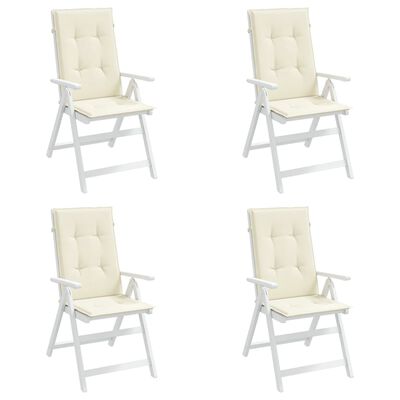 vidaXL Perne scaun cu spătar înalt, 4 buc., crem, 120x50x3 cm, textil