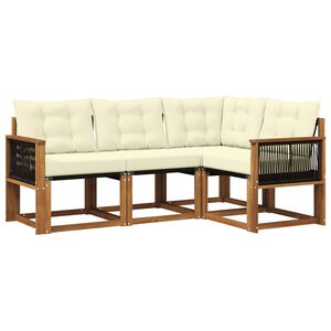 vidaXL Set de canapele de exterior cu pernă 4 pcs Natural și Crem