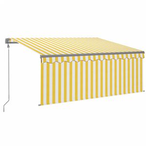 vidaXL Copertină retractabilă automat cu stor, galben & alb, 3x2,5 m
