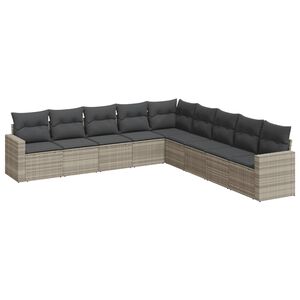vidaXL Set canapele de grădină cu perne, 9 piese gri deschis poliratan
