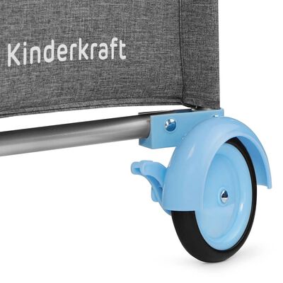 Kinderkraft Pat pliabil pentru bebeluși JOY cu accesorii albastru&gri