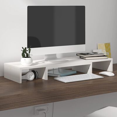 vidaXL Stand pentru monitor, alb, 80x24x10,5 cm, lemn masiv de pin