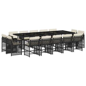 vidaXL Set mobilier de grădină cu perne, 15 piese, negru, poliratan