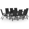 vidaXL Set mobilier de grădină, 9 piese, antracit, aluminiu