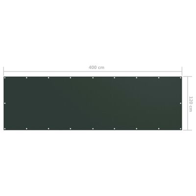 vidaXL Paravan de balcon, verde închis, 120 x 400 cm, țesătură oxford