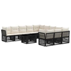 vidaXL Set de canapele pentru grădină 12 buc. Negru poliratan