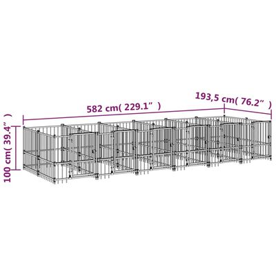 vidaXL Padoc pentru câini de exterior, 11,26 m², oțel