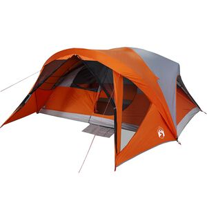 vidaXL Cort de camping pentru 6 persoane, gri/portocaliu, impermeabil