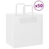 vidaXL Pungi de h&acirc;rtie 50 buc cu m&acirc;nere albe 26x17x25 cm