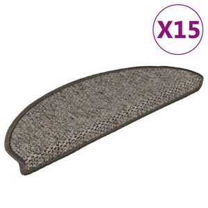 vidaXL Covorașe autoadezive de scări 15 buc. gri/bej 65x21x4cm sisal