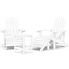 vidaXL Scaune de grădină Adirondack cu taburet și masă, alb, HDPE