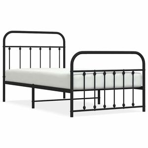 vidaXL Cadru pat metalic cu tăblii de cap/picioare, negru, 100x190 cm