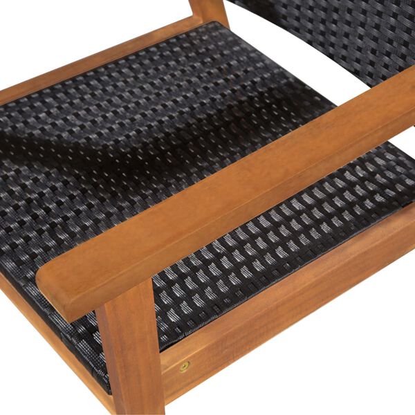 vidaXL Set mobilier de exterior, 9 piese, negru și maro, poliratan