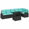 vidaXL Set de canapele pentru grădină 7 buc. Negru Rattan poli