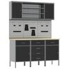 vidaXL Dulap de lucru cu sertar 7 pcs Negru Lemn ingineresc și oțel
