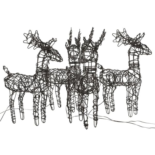 vidaXL Decorațiune Crăciun reni, 4 buc., 160 LED-uri albe calde, ratan