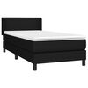 vidaXL Pat box spring cu saltea, negru, 90x190 cm, textil