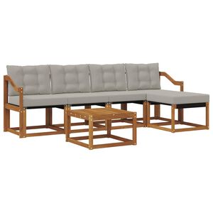 vidaXL Set de canapele de exterior 6 pcs Gri natural și deschis