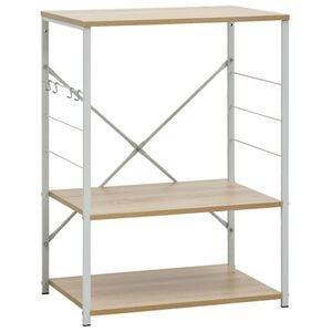 vidaXL Dulap microunde, alb/stejar, 60x39,6x79,5 cm, lemn prelucrat