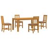 vidaXL Set de dining 5 buc. Gri Lemn de stejar masiv