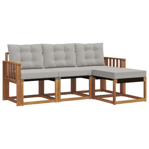 vidaXL Set de canapele de exterior 4 pcs Gri natural și deschis