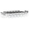 vidaXL Set mobilier de grădină, 17 piese, cu perne, alb, textilenă