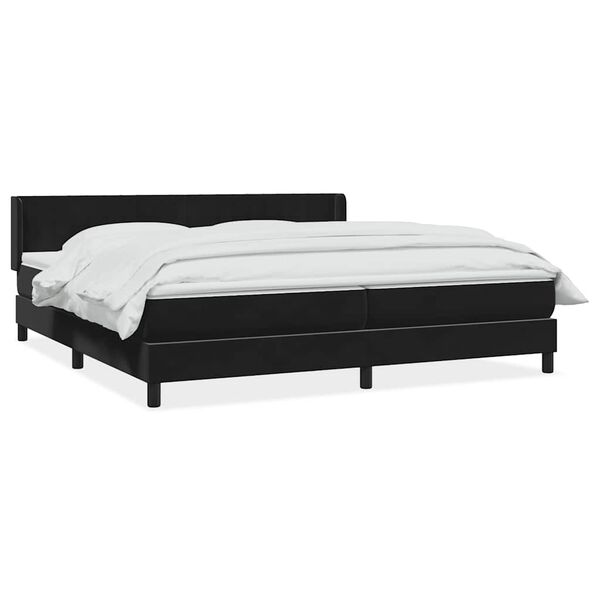 vidaXL Pat box spring cu saltea, negru, 200x210 cm, catifea