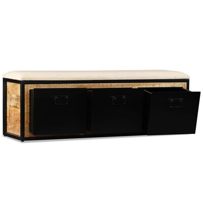 vidaXL Bancă depozitare cu 3 sertare, lemn masiv de mango 120x30x40 cm