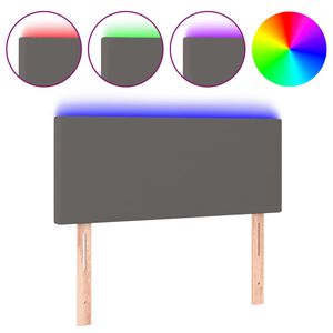 vidaXL Tăblie de pat cu LED, gri, 80x5x78/88 cm, piele ecologică