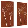 vidaXL Decor perete grădină 2 buc. 105x55 cm design flori oțel Corten