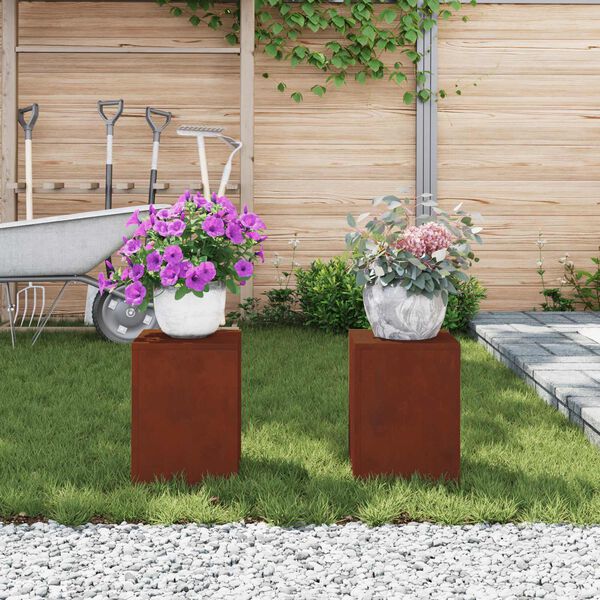 vidaXL Suport pentru plante 2 pcs Ruginit 24 x 24 x 35 cm
