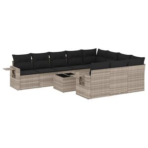 vidaXL Set canapele de grădină cu perne, 11 piese, gri, poliratan