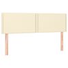 vidaXL Pat cu arcuri, cu saltea & LED, crem, 140x190 cm, piele eco