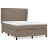 vidaXL Pat box spring cu saltea, gri taupe, 140x200 cm, textil
