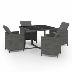 vidaXL Set mobilier de grădină cu perne, 5 piese, gri, poliratan