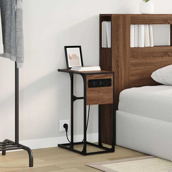 vidaXL Dulap de noapte Stejar &icirc;nchis 41,5 x 26 x 60,5 cm Lemn compozit