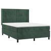 vidaXL Pat box spring cu saltea, verde &icirc;nchis, 140x190 cm, catifea