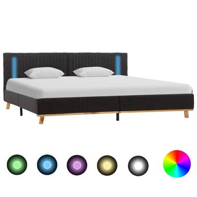 vidaXL Cadru pat cu LED, gri închis, 180 x 200 cm, material textil