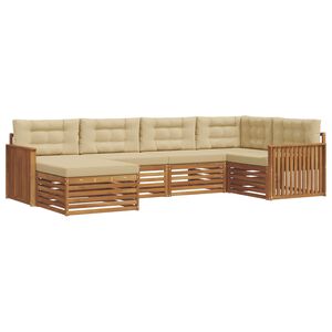 vidaXL Set de canapele de exterior cu pernă 6 pcs Natural și Bej